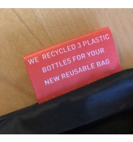 Foldbart indkøbsnet i genbrugsplast med tryk