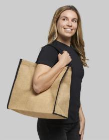 Stor Jute indkøbsnet med tryk, 25L